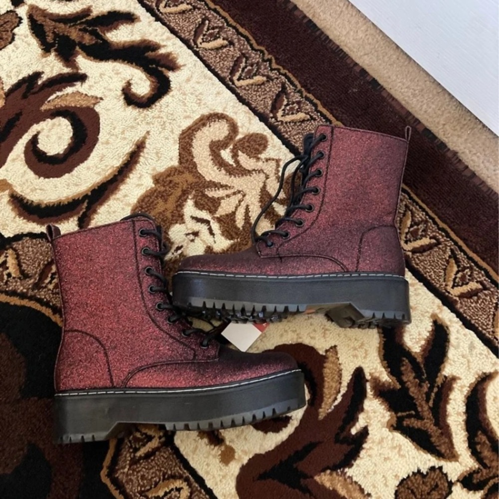 Red glitter platform Boots